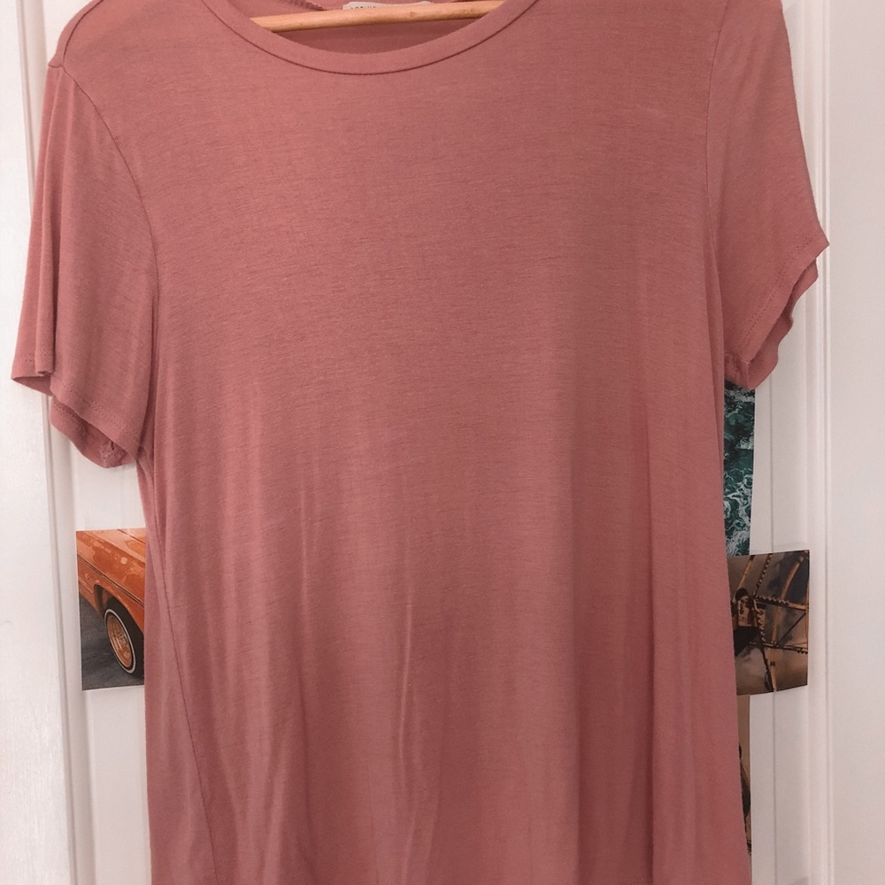 active basic tee, scoop neck, pink, soft